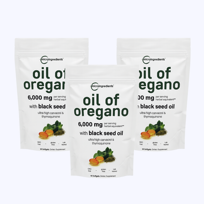 MicroIngredients Aceite de Orégano con Aceite de Semilla Negra – 90 Cápsulas
