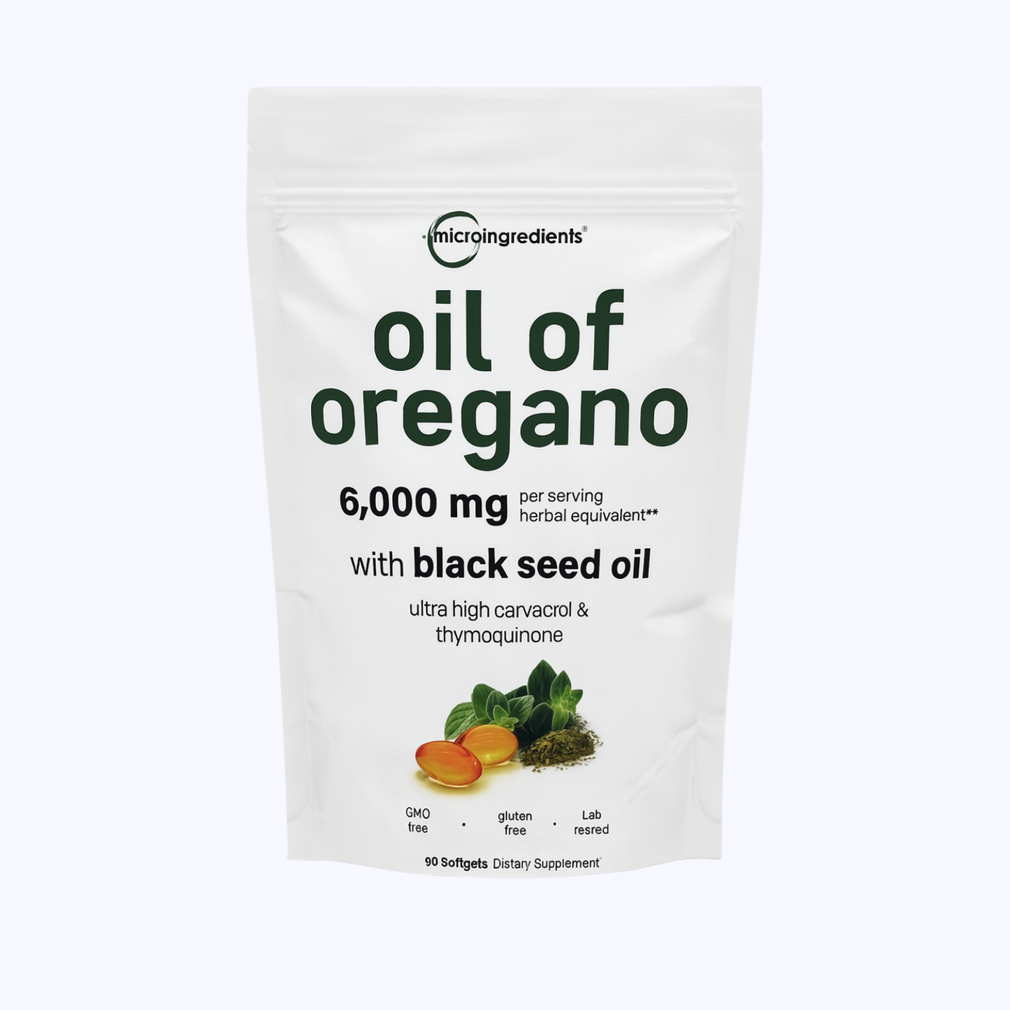 MicroIngredients Aceite de Orégano con Aceite de Semilla Negra – 90 Cápsulas