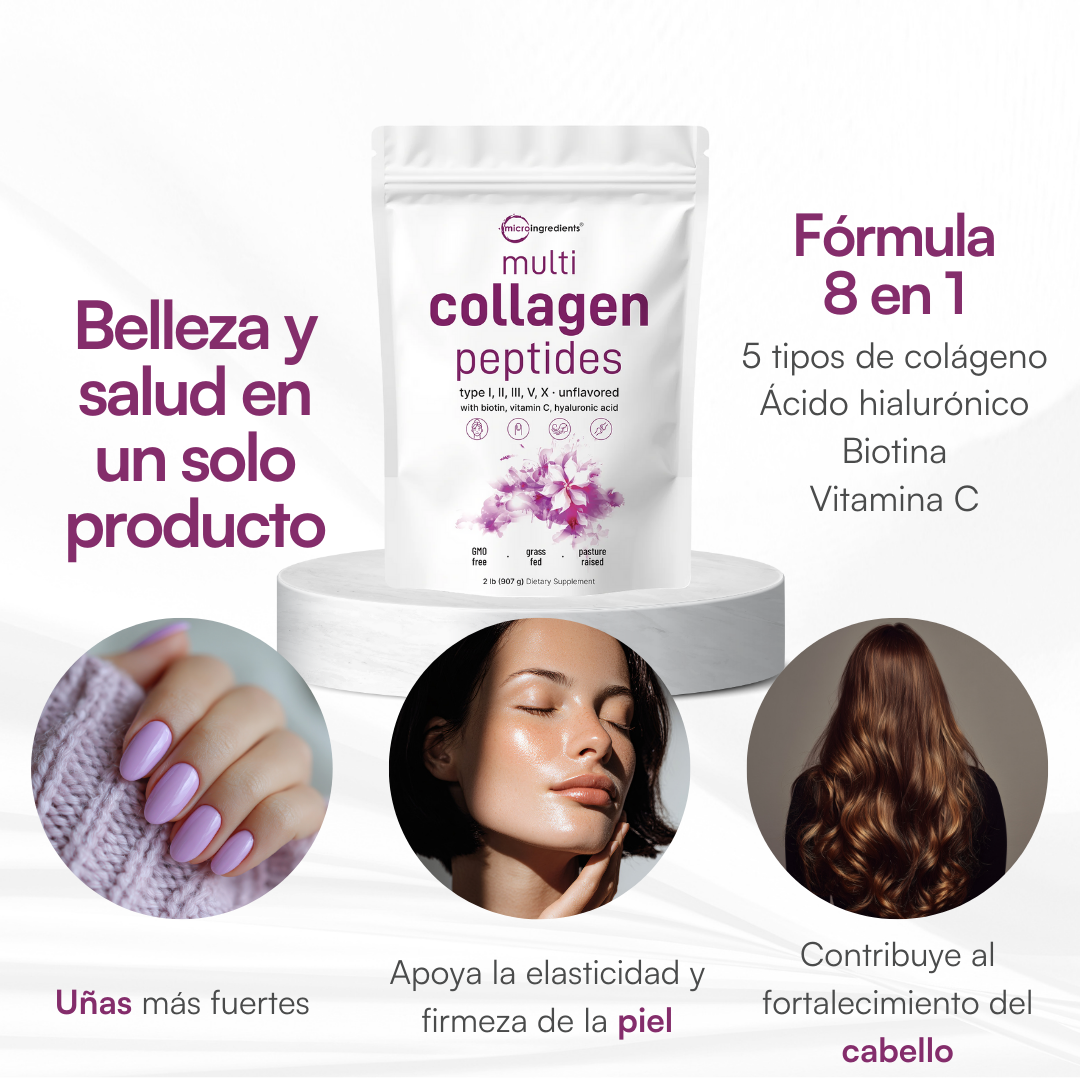 Multi Colágeno Hidrolizado en Polvo + Ácido Hialurónico, Biotina y Vitamina C