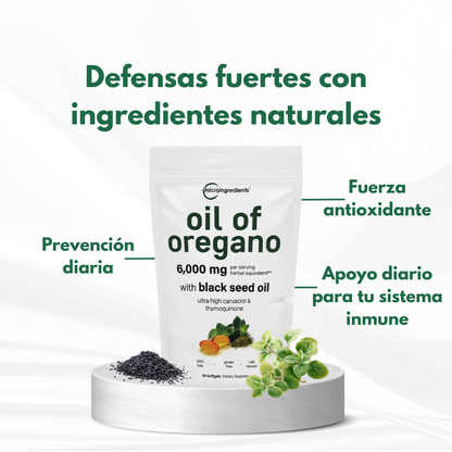 MicroIngredients Aceite de Orégano con Aceite de Semilla Negra – 90 Cápsulas