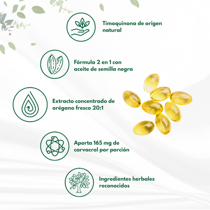 MicroIngredients Aceite de Orégano con Aceite de Semilla Negra – 90 Cápsulas