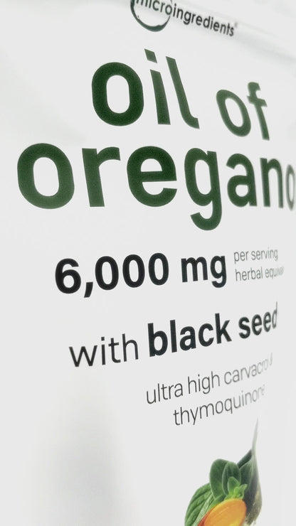 MicroIngredients Aceite de Orégano con Aceite de Semilla Negra – 90 Cápsulas